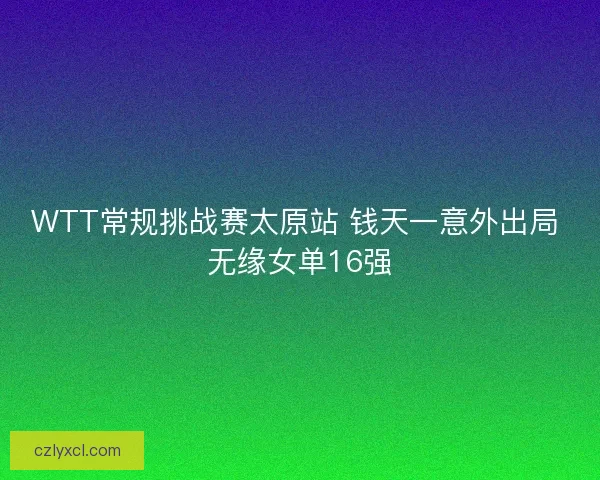WTT常规挑战赛太原站 钱天一意外出局 无缘女单16强