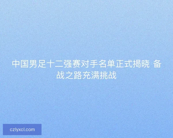 中国男足十二强赛对手名单正式揭晓 备战之路充满挑战